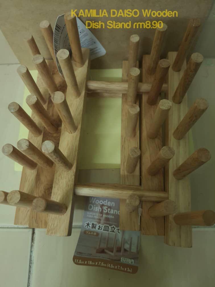 DAISO Wooden Dish Rack, Furniture & Home Living, Bathroom & Kitchen