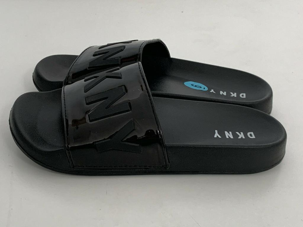 DONNA KARAN NEW YORK DKNY BLACK SLIP ON SLIDES FLIP FLOPS SLIPPERS 6 36 Women s Fashion Footwear Flats Sandals on Carousell
