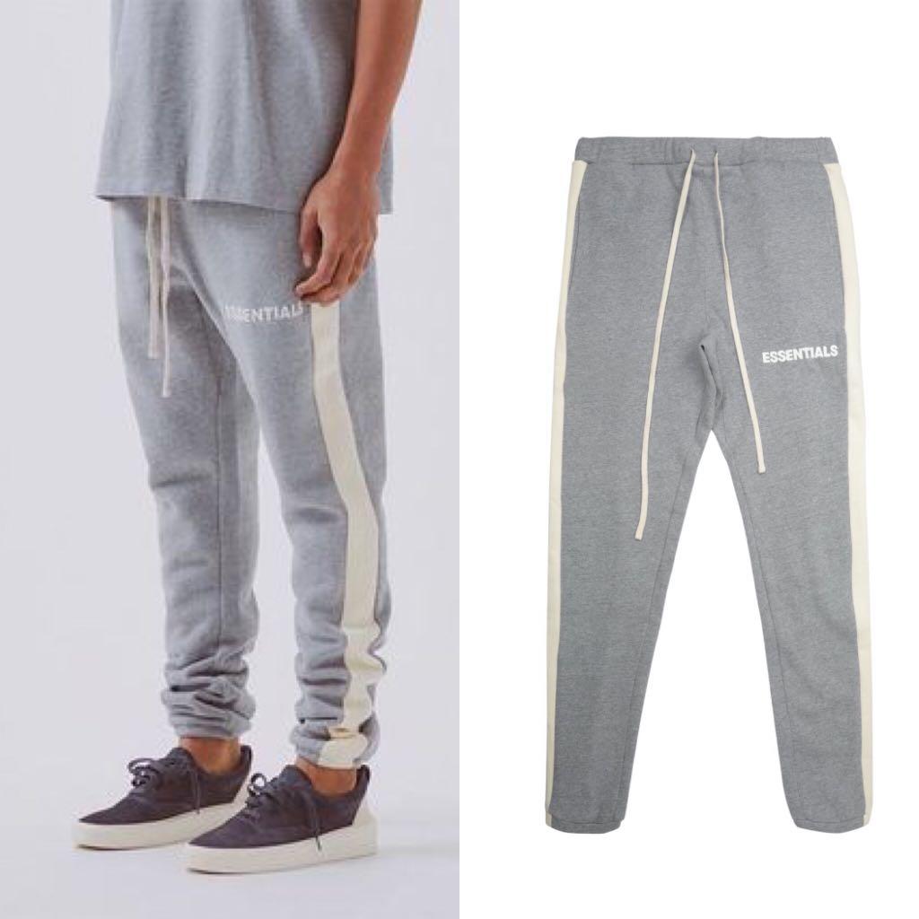 Fear of god essentials side stripe 2024 sweatpants grey
