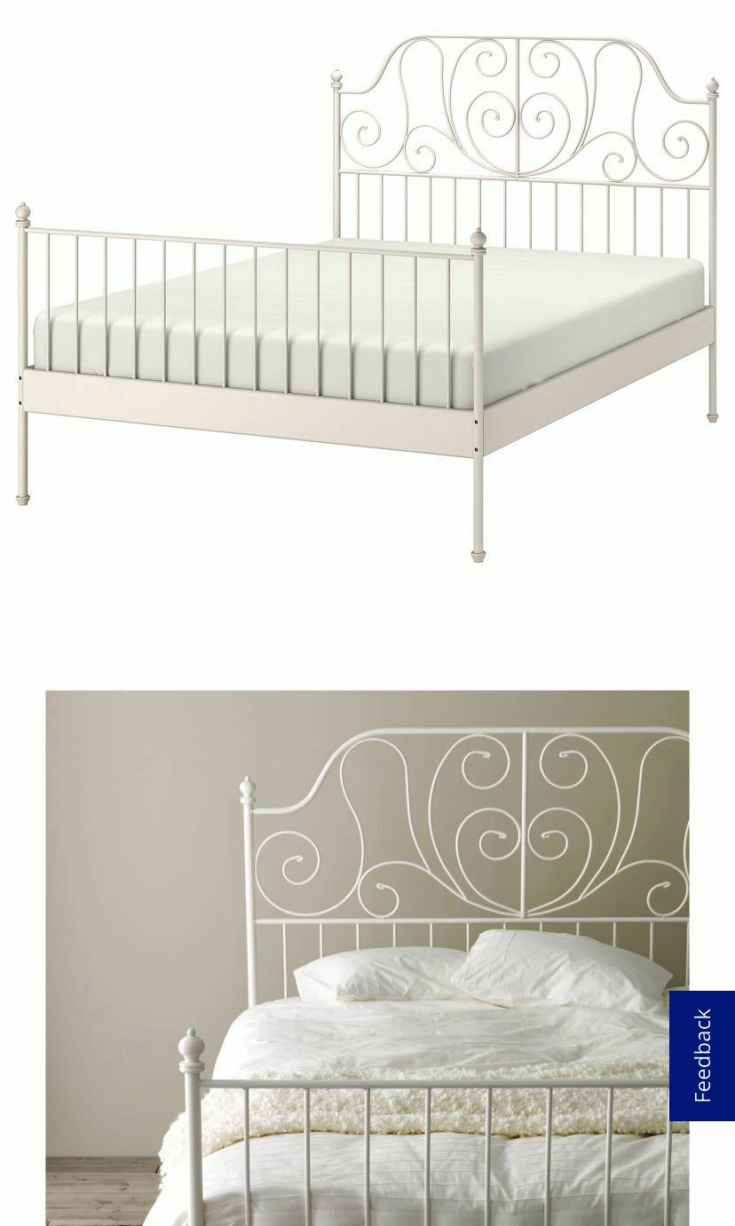 IKEA LEIRVIK QUEEN BED FRAME & QUEEN MATTRESS, Furniture & Home Living