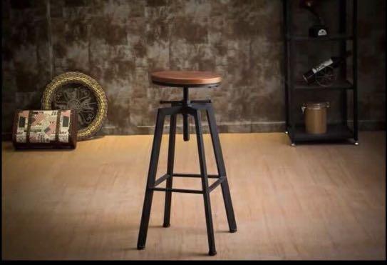 Industrial Real Wood Bar Stool, Large Ornate White Wall Floor Mirror 92cm X 168cm