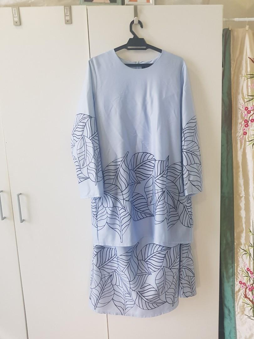 Mini Baju Kurung Baby Blue Plus Size Women S Fashion Clothes Dresses On Carousell