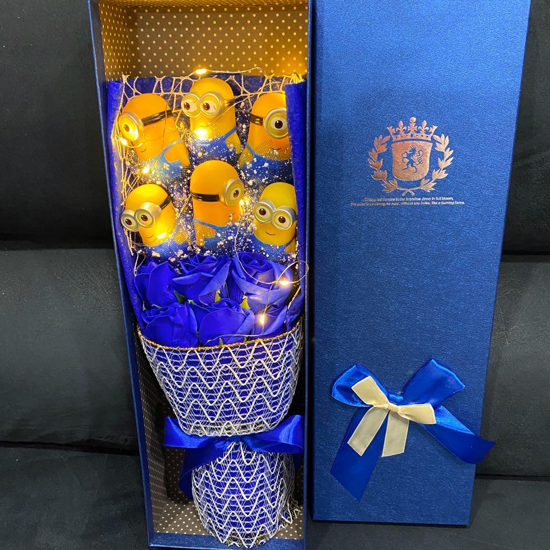 Minion Flower Bouquet, Despicable Me Flower Bouquet In Gift Box (6