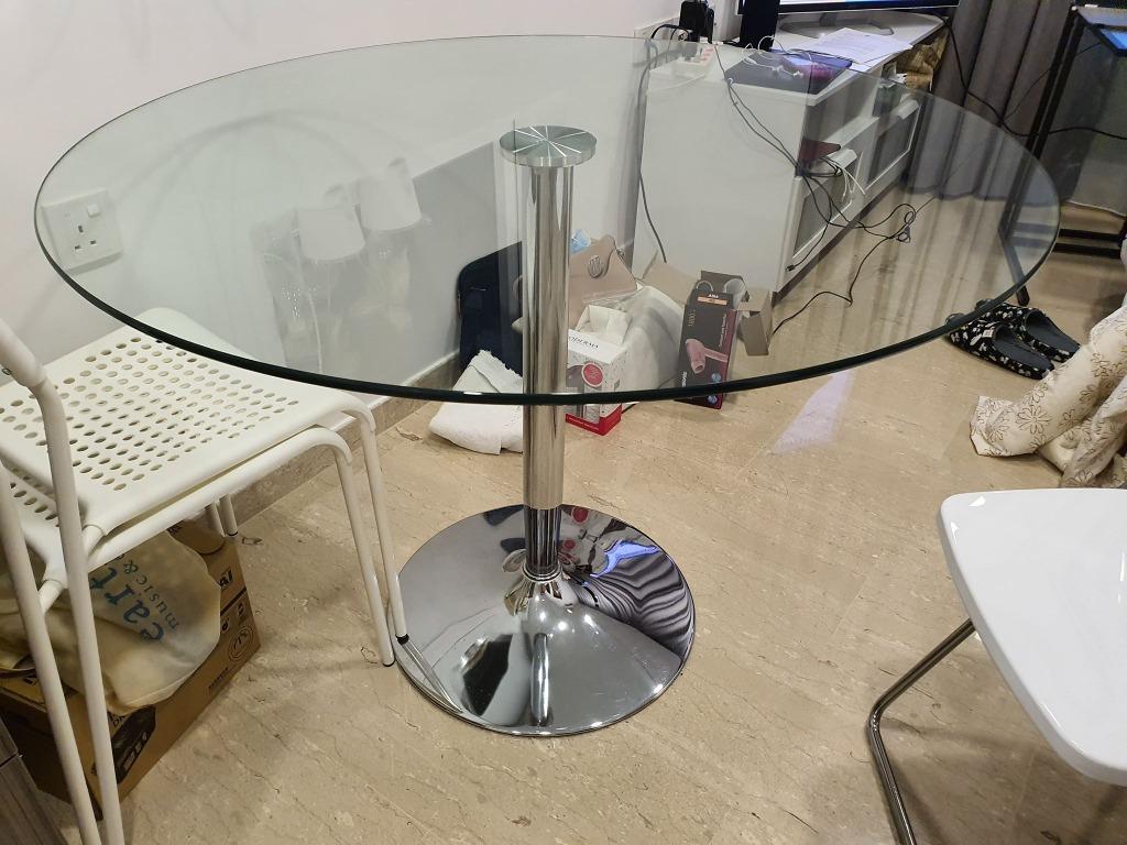 Naro Round Tempered Glass 4 Seater Table Furniture Tables Chairs On Carousell