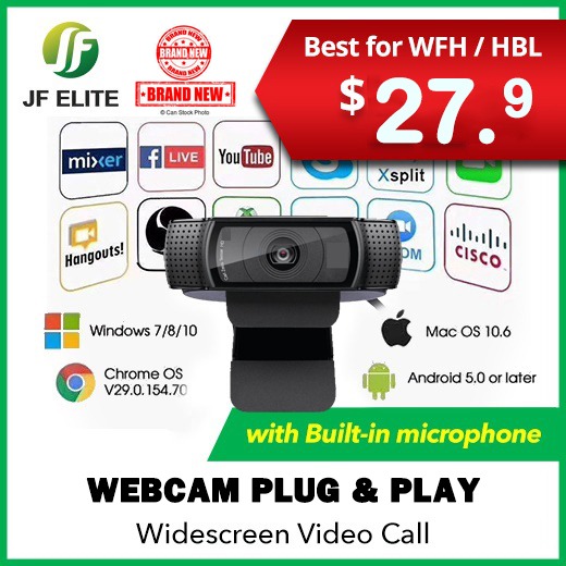 1080 p webcam [READY STOCK] FHD USB  Webcam Smart Widescreen Video Call Laptop Usb Camera /Built-in microphone/PLUG AND PLAY