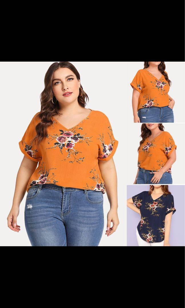 plus size yellow floral top
