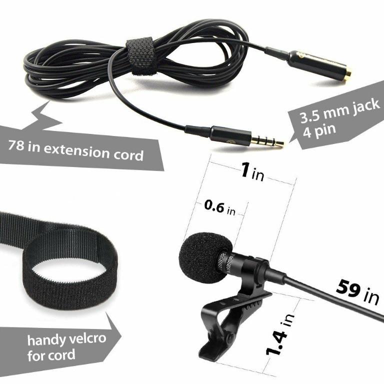 Powerdewise Lavalier Microphone Clip on Microphone, Audio, Microphones