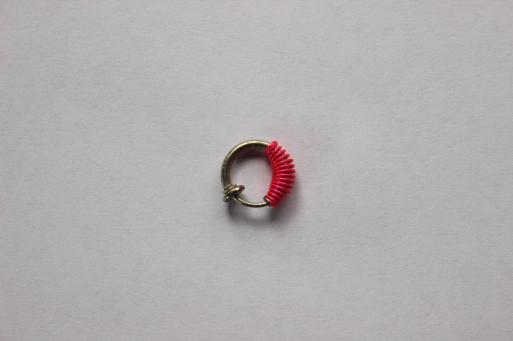 Sterling Silver And Pink Detail Faux Nose Ear Septum Ring