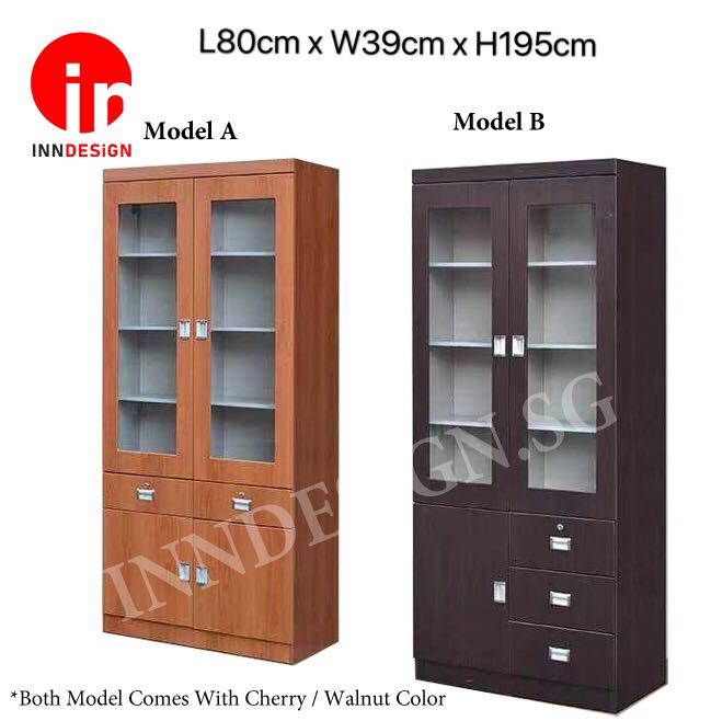 2 Glass Doors Filling Cabinet With Drawers Free Delivery Furniture Shelves Drawers On Carousell
