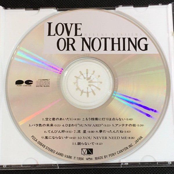 中島美雪- LOVE OR NOTHING 日版CD 附側紙碟新3000yen 94年MTA01舊版冇