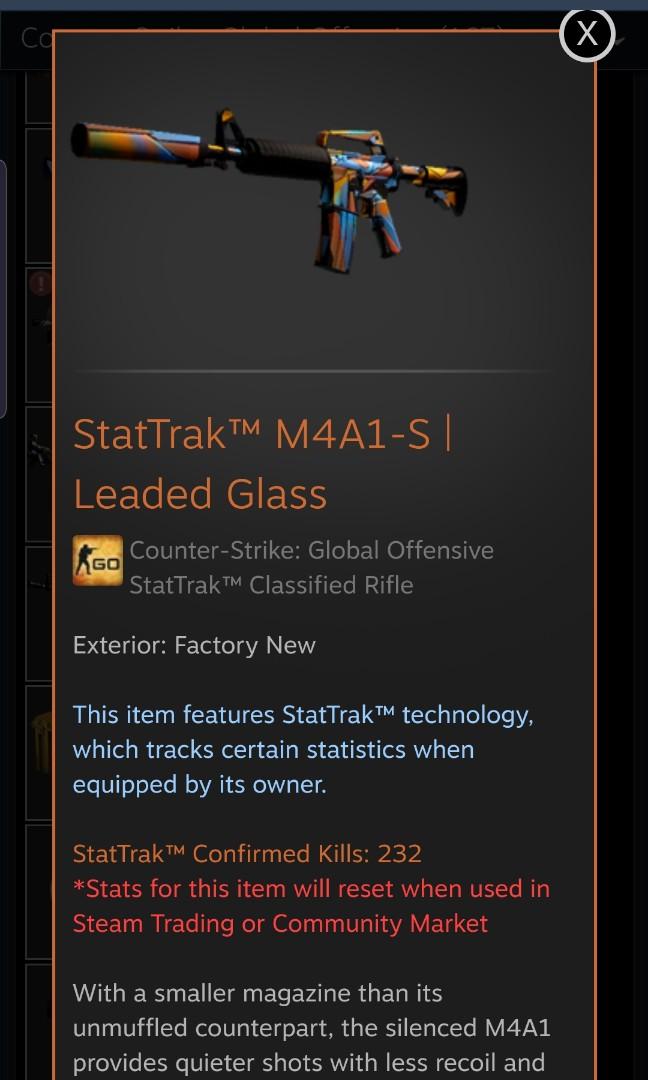 Csgo Skins Stattrak Leaded Glass M4A1 (FN), Video Gaming, Gaming