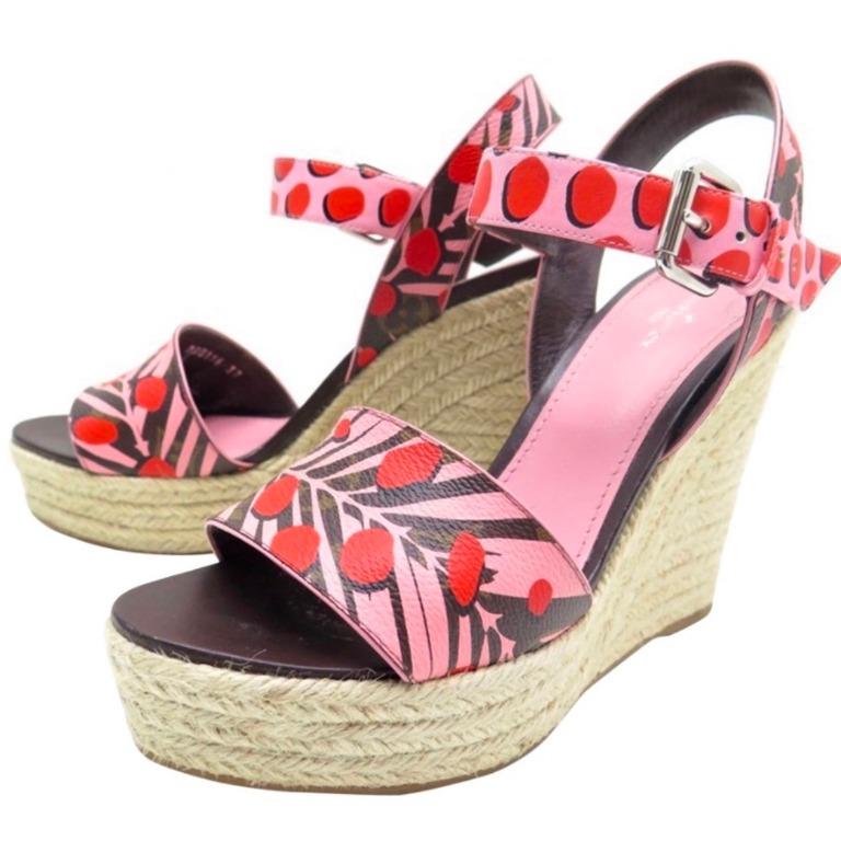 LV Louis Vuitton Multicolour Monogram Wedge Sandals, Luxury, Sneakers &  Footwear on Carousell