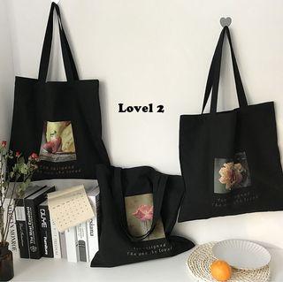 Lovel 2 Black Canvas Tote Bag