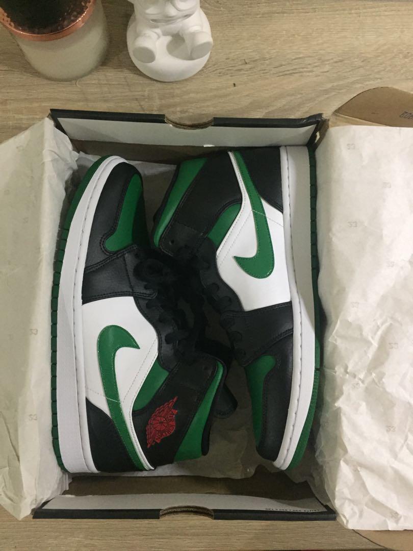 Nike Air Jordan 1 Mid Green Toe Men S Fashion Footwear Sneakers On Carousell