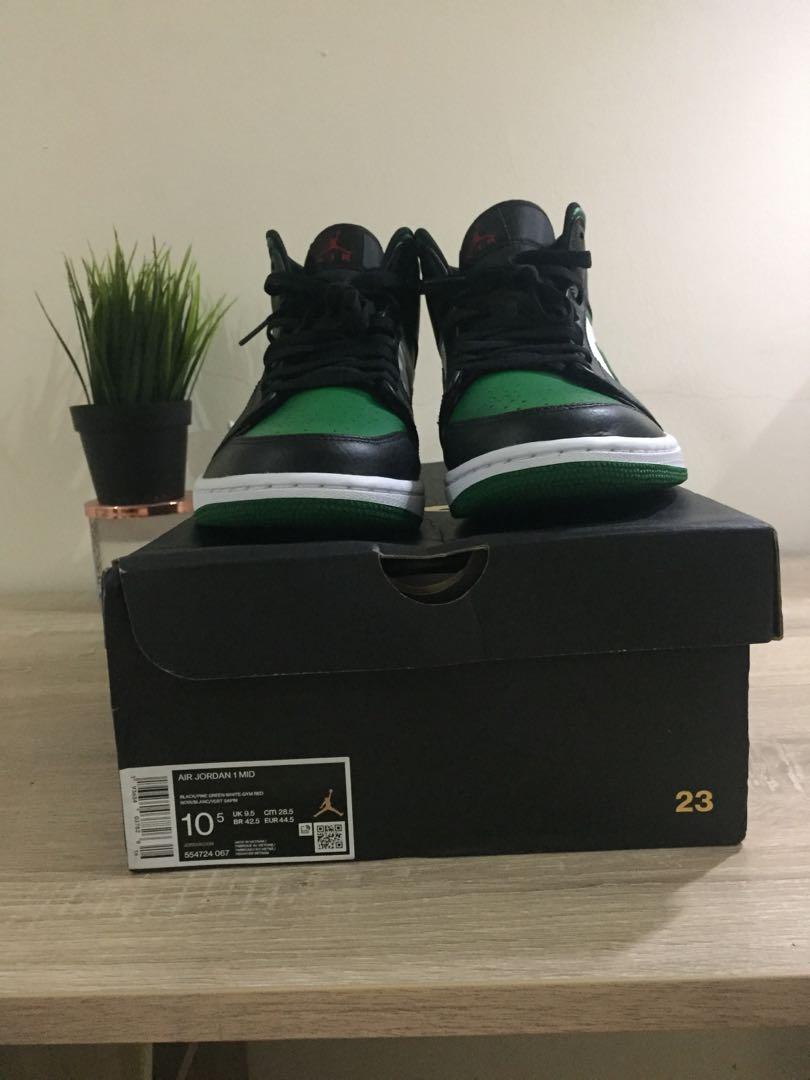 Nike Air Jordan 1 Mid Green Toe Men S Fashion Footwear Sneakers On Carousell