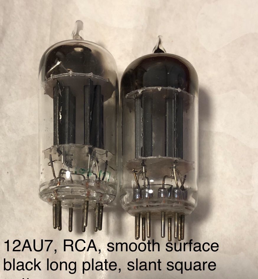 一對RCA 12AU7 真空管，smooth surface long black plate, slant square getter, Made  in USA, 音響器材, 其他音響配件及設備- Carousell