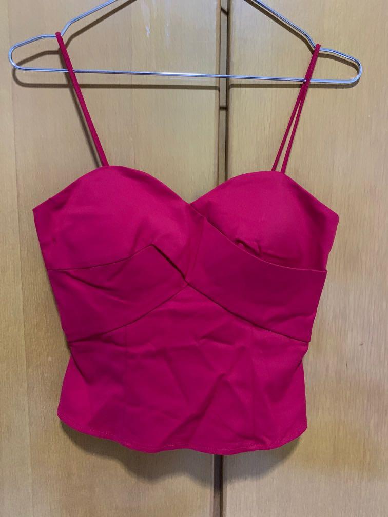 Red Bustier Top Women S Fashion Clothes Tops On Carousell