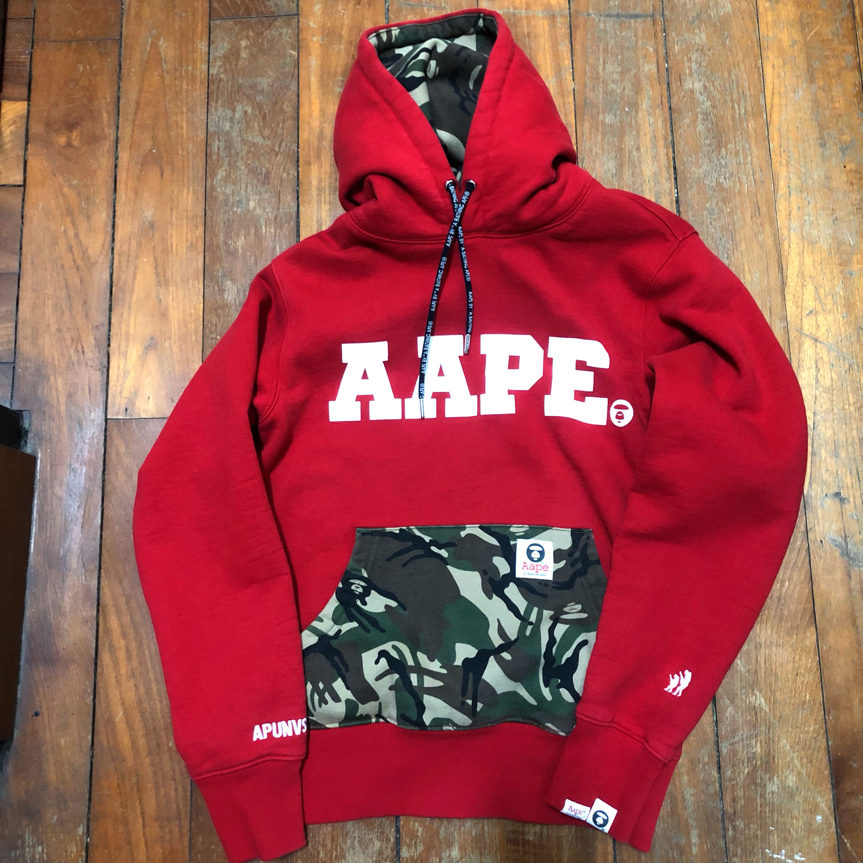 Aape red hoodie discount