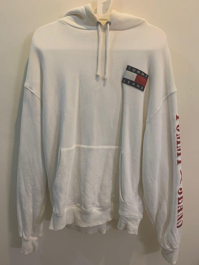 Tommy Hilfiger Spellout Country Flag Hoodie Sweatshirt White RARE Mens