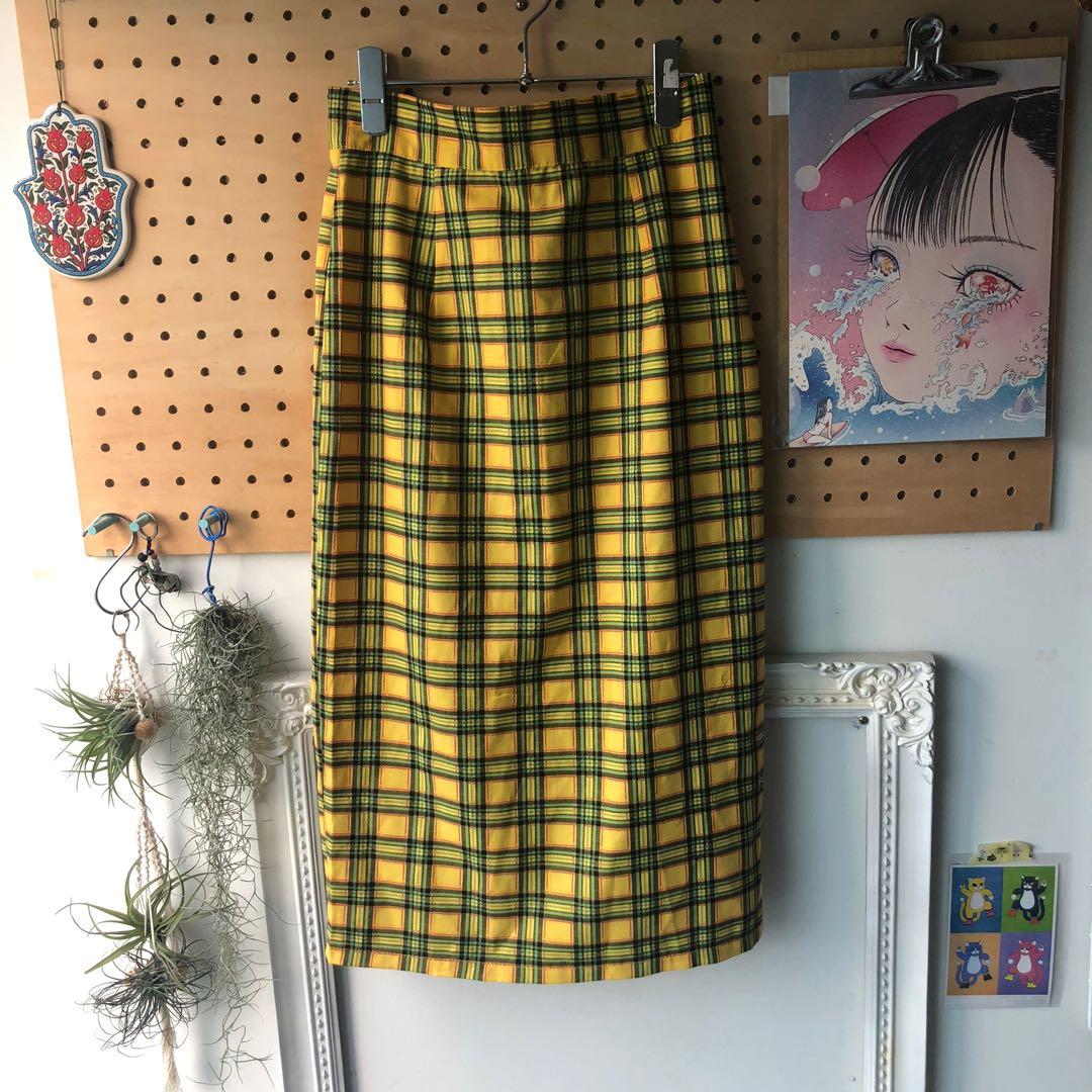 Yellow tartan pencil skirt new arrivals