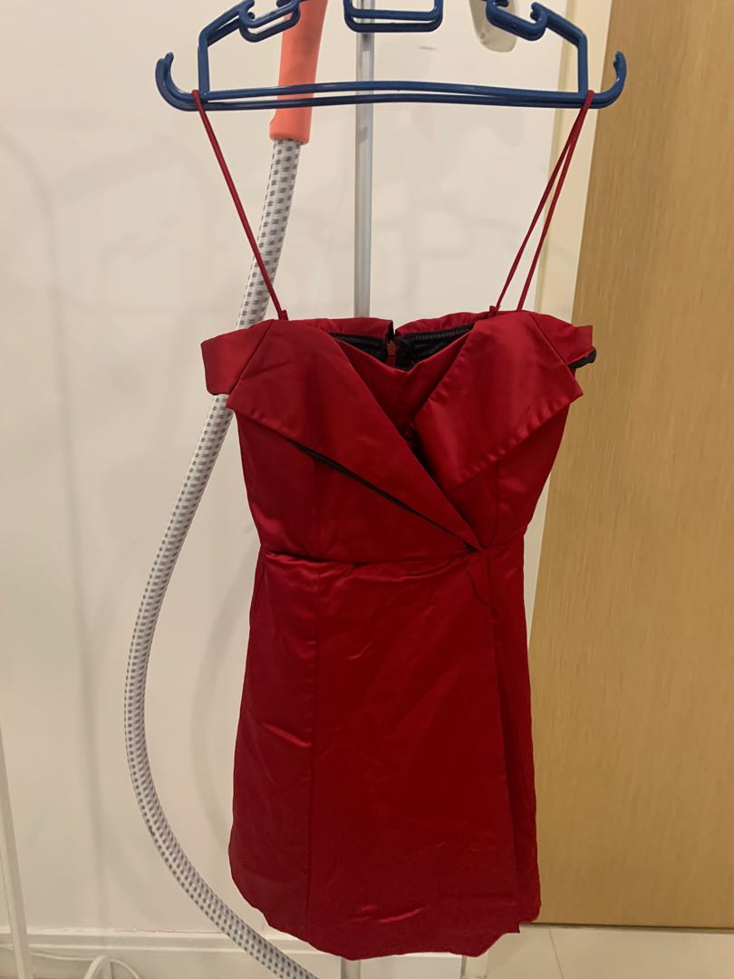 zara red satin dress