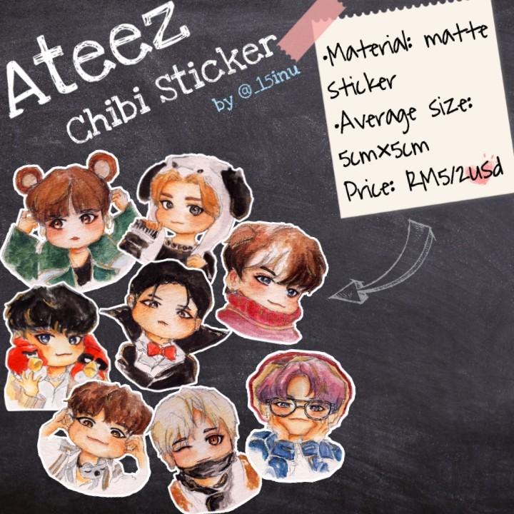 Ateez Busts Chibi Stickers