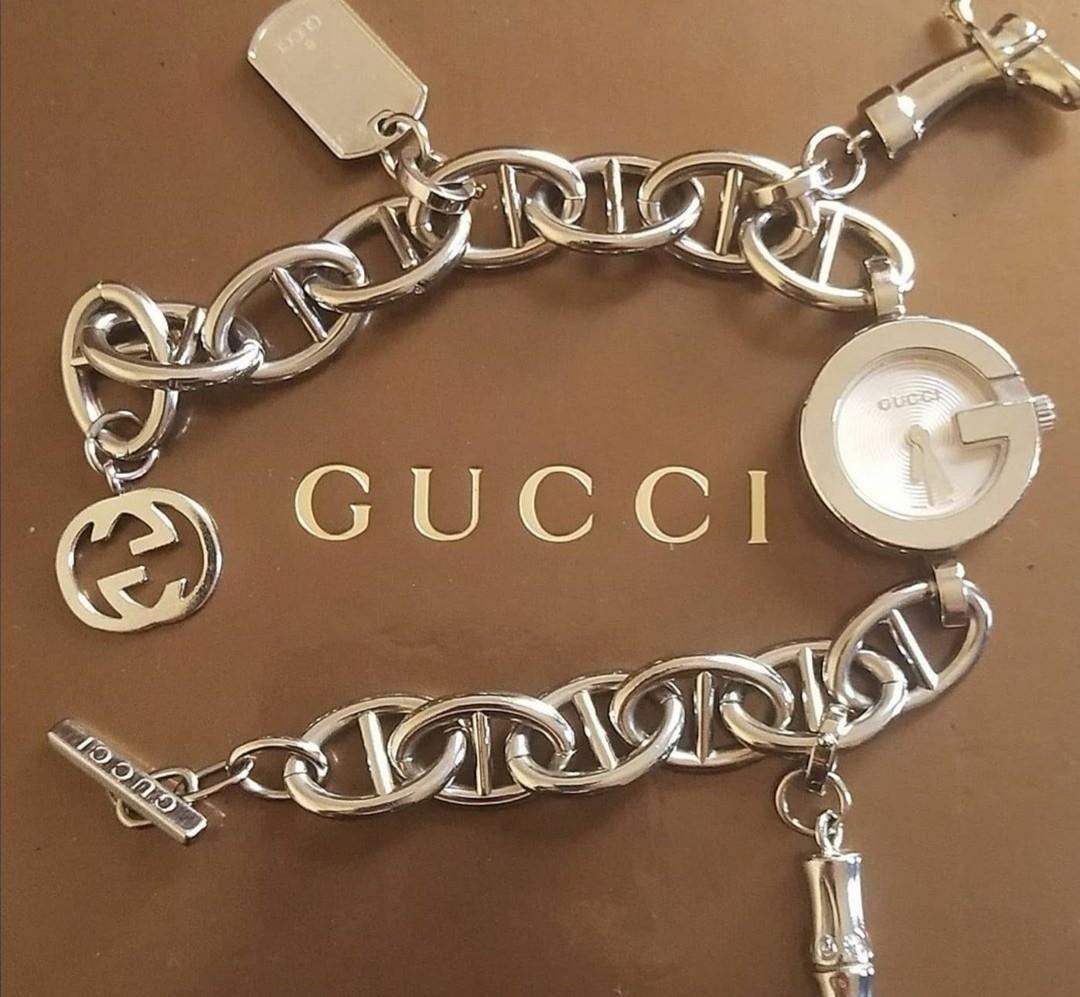 Gucci charm bracelet watch discount
