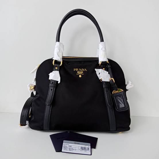 Prada 1BB013 Tessuto Saffiano Dome Satchel Nero 