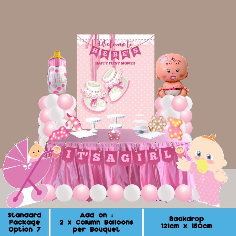 Baby Shower Girl Theme Party Decoration For Birthday Standard Package Price Start From Option 1 63 80 More Designs Themes Are Available For Your Backdrop Free Delivery Set Up And Tear Down Design Gray yellow baby shower decorating ideas love family home decorations. carousell