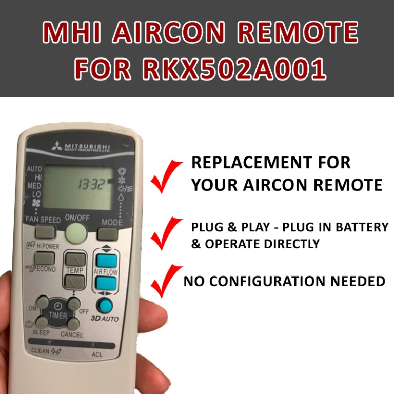 BN Mitsubishi Heavy Industries Aircon Remote Control for RKX502A001, TV ...