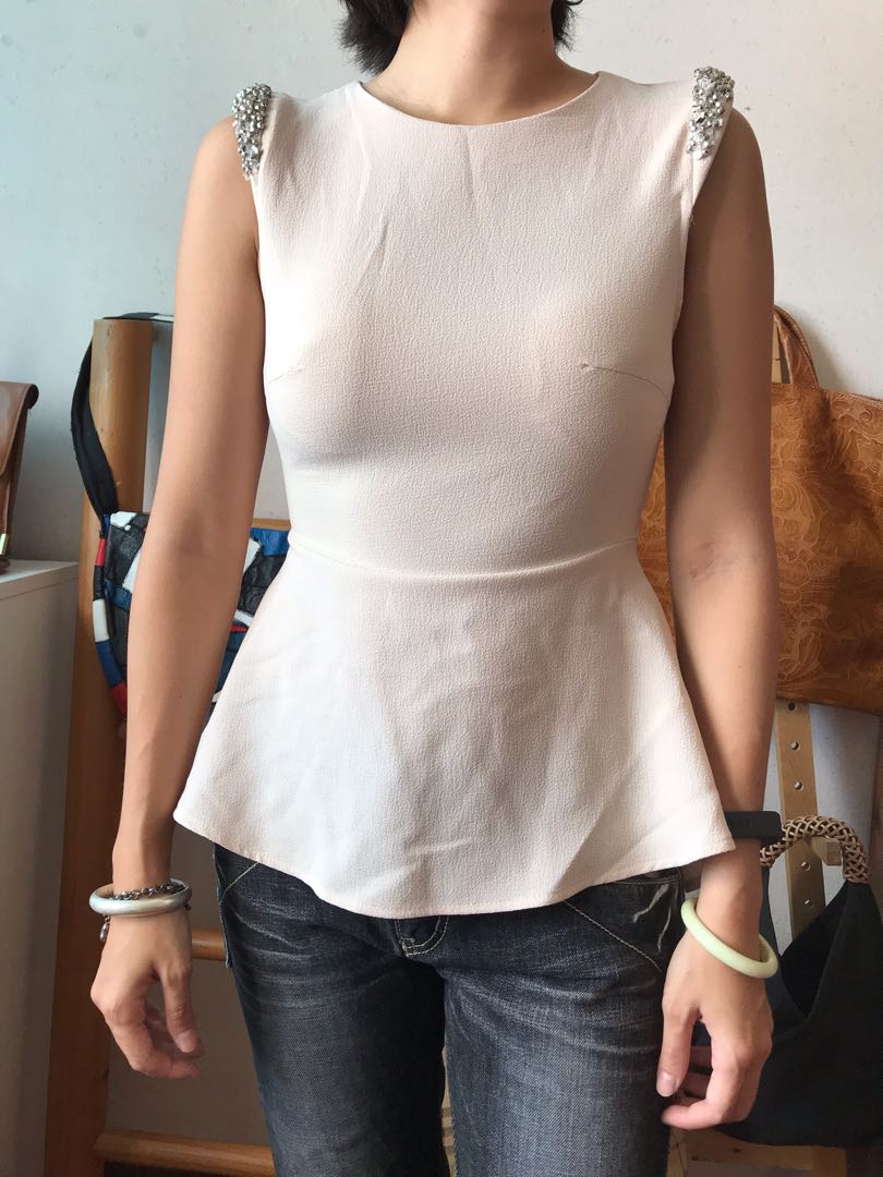 cream peplum blouse