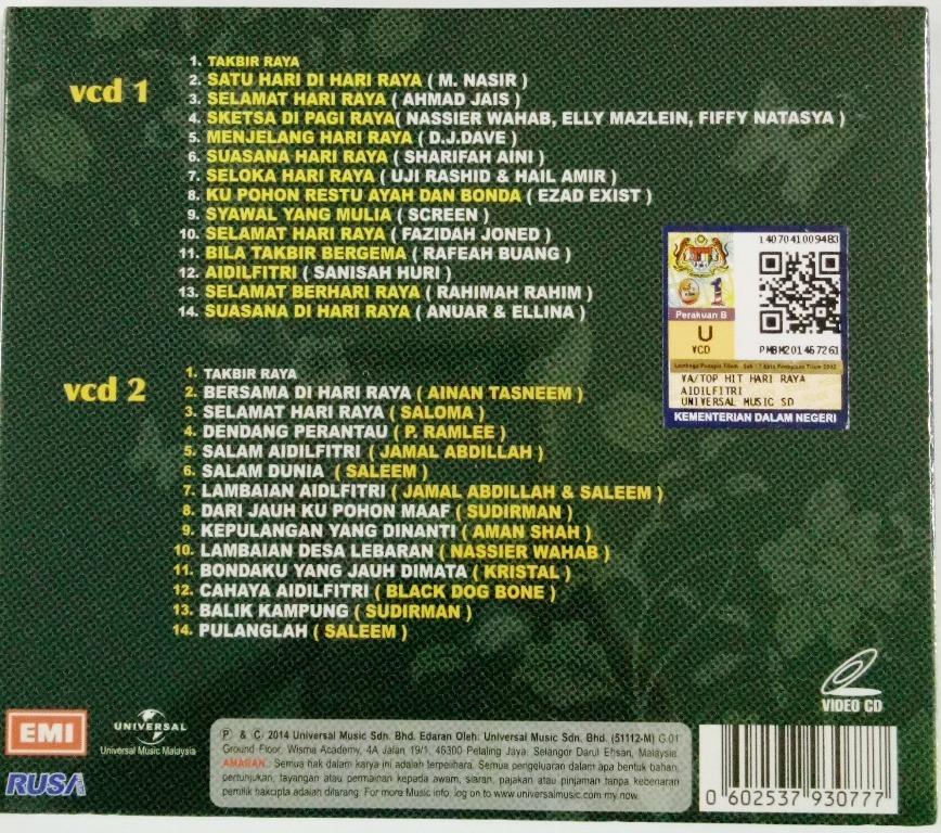 Hari Raya Album Top Hit Hari Raya Aidilfitri 2vcd Karaoke Jamal Abdillah M Nasir Ahmad Jais Music Media Cd S Dvd S Other Media On Carousell