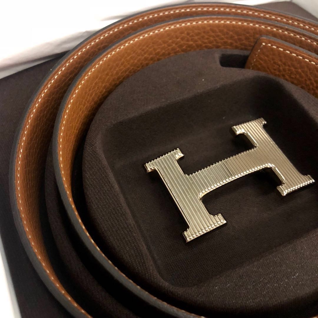 Hermes H Strie Buckle Reversible Belt