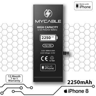 [High Capacity] iPhone 8 Li-Polymer Battery(1 Year Warranty)