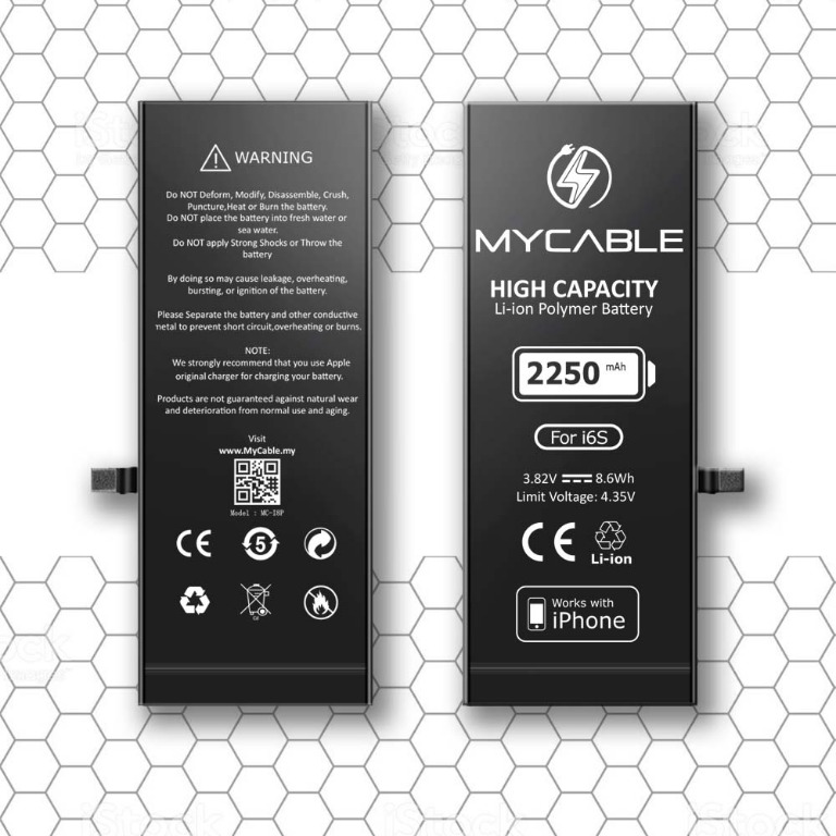 [HIGH CAPACITY]iPhone 6s Li-Polymer Battery(1 Year Warranty)