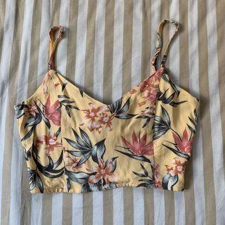 H&M Yellow Tie Back Floral Top