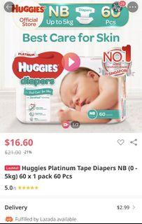 Huggies Platinum Diaper NB60
