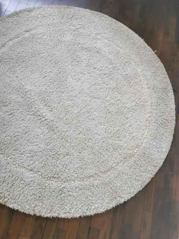 Ikea Adum Carpet Round Rug High Pile Beige Furniture Home Decor Others On Carousell