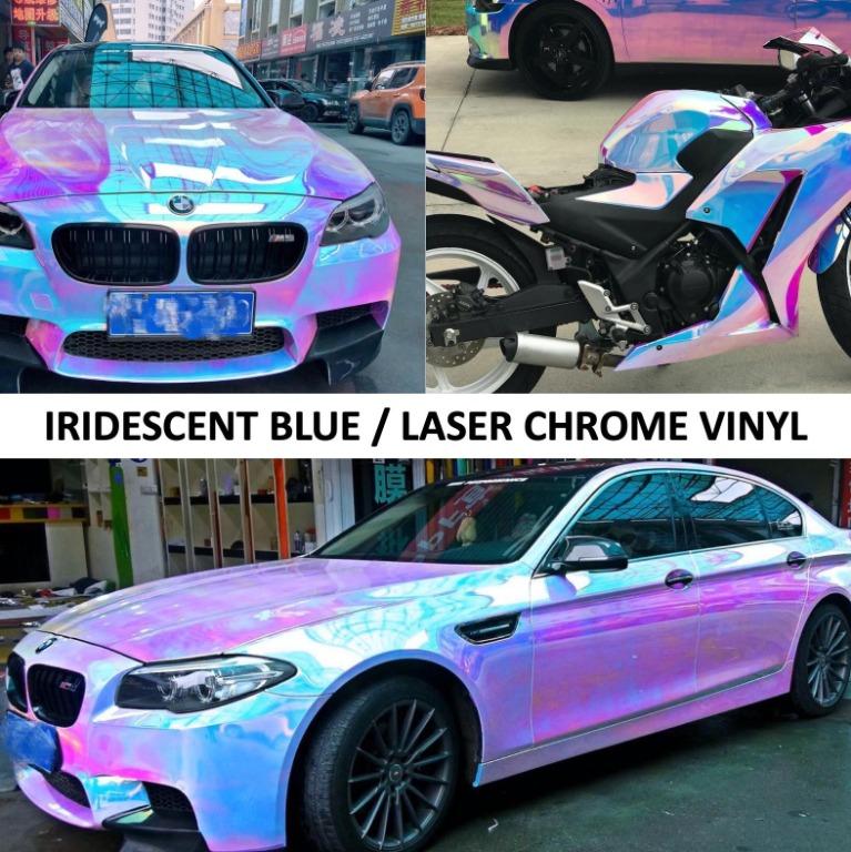 Iridescent Blue Laser Chome Pink White Vinyl Car Accessories Accessories On Carousell
