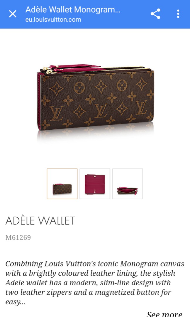 Louis Vuitton Adele Wallet., Luxury, Bags & Wallets On Carousell