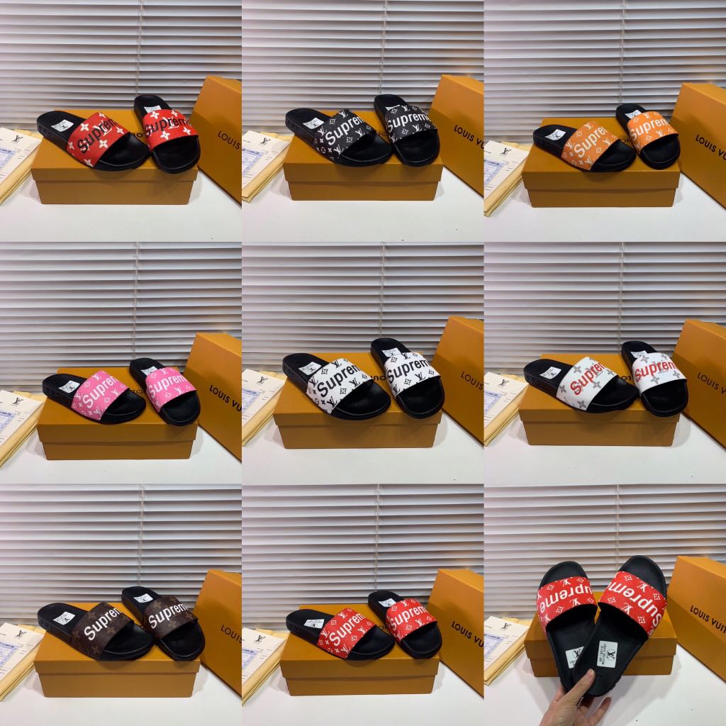 LV Supreme Slippers Sandals Men s Fashion Footwear Flipflops
