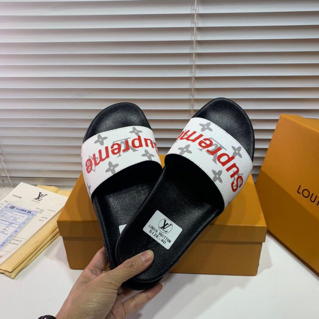 LV Supreme flip-flops flat shoes, Women's Fashion, Footwear, Flipflops and  Slides on Carousell