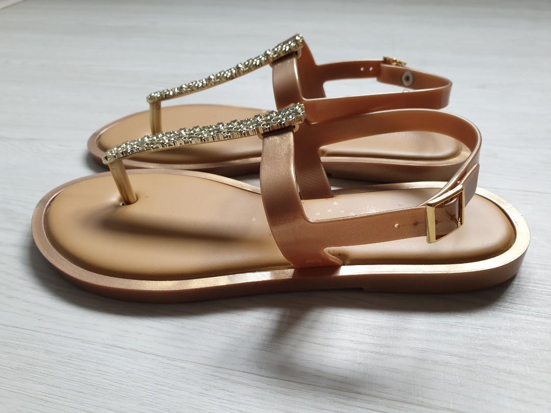 Melissa Slim Sandal II Gold Bronze Women s Fashion Footwear Flipflops and Slides on Carousell