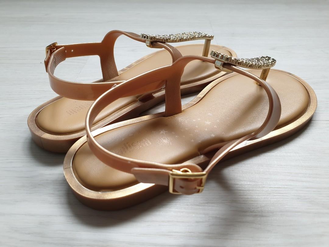 Melissa Slim Sandal II Gold Bronze Women s Fashion Footwear Flipflops and Slides on Carousell