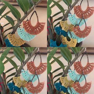 Natural Rattan Teardrop Macrame Earrings