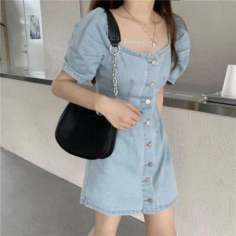 Po Cute Korean Puffy Sleeve Denim Short Dress Women S Fashion Clothes Dresses Skirts On Carousell Kfashion fashion korean fashion style kstyle korean style outfits cute pretty grunge soft aesthetic clothes jeans skirts shorts tops pants shirt asian beautiful k minimal minimalist minimalistic ulzzang. sgd