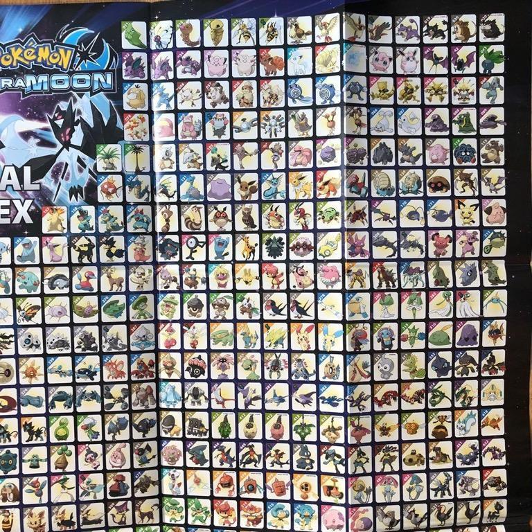 Pokemon Ultra Sun & Ultra Moon National Pokédex Alola Full-Size Poster,  Video Gaming, Video Game Consoles, Others on Carousell