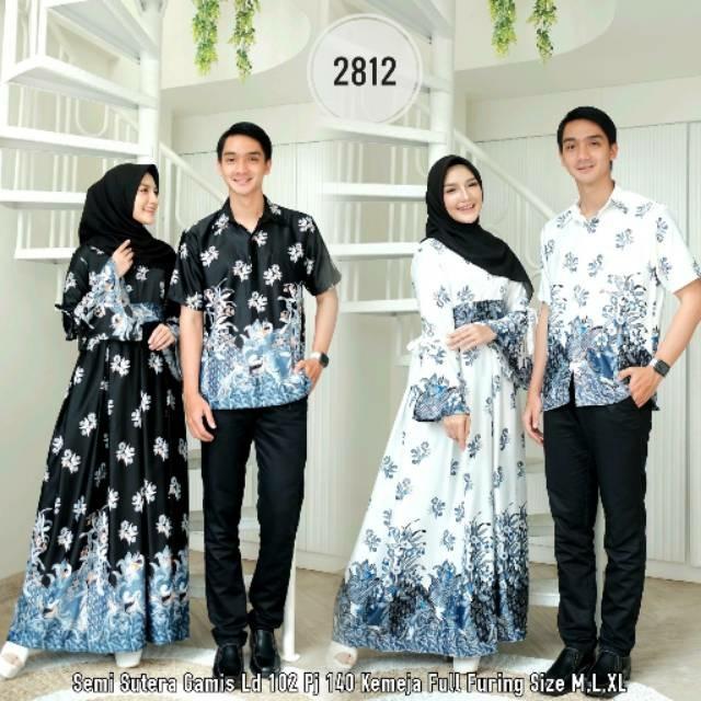 Pre Order Muslimah 2856 Set Couple Batik Semi Sutra Top Dress Women S Fashion Muslimah Fashion On Carousell