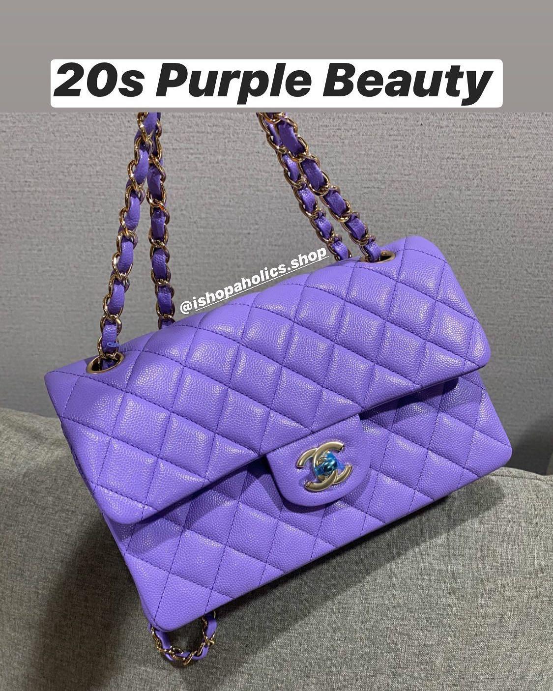 22S New Chanel purple caviar Small classic double flap small mauve