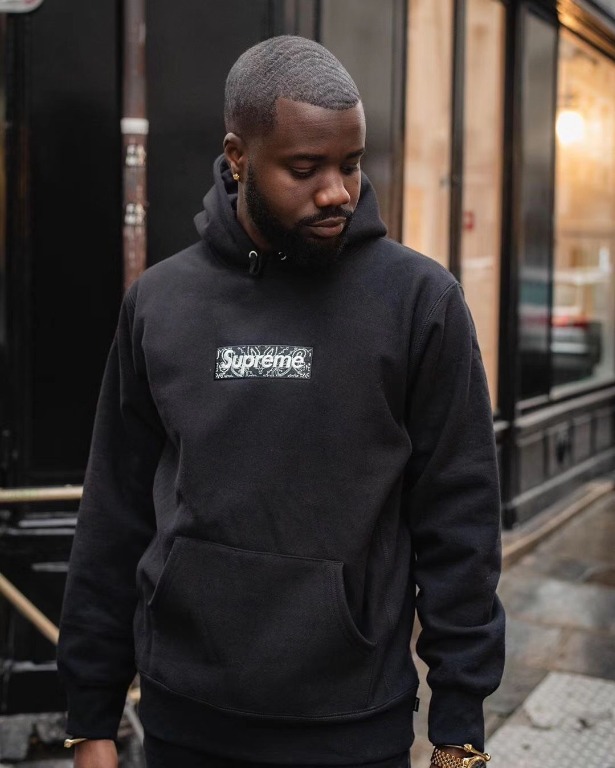 Black supreme bandana hoodie shop